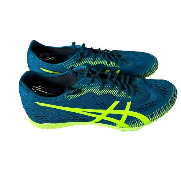 ASICS Gun Lap 2 Track & Field Sneaker Shoe Velvet Pine Turquoise Safety Yellow 8 - Picture 1 of 13